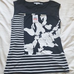 Calvin Klein Black and White Floral Tank Top